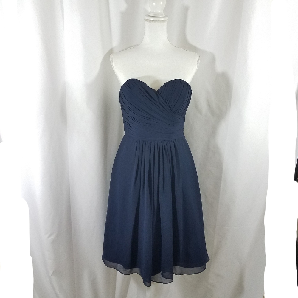 Bill Levkoff Navy Style 323 Strapless Dress 10 Nwt